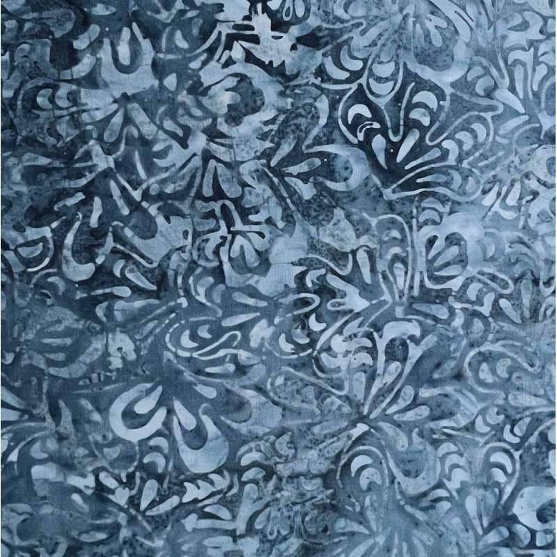 Tessuto Batik blu acciaio con fiori Roberta De Marchi - 1