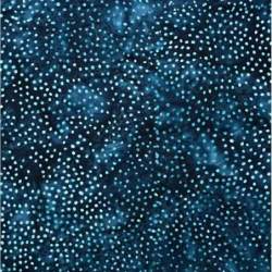 Tessuto Batik blu notte con pois chiari effetto neve