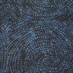 Tessuto Batik blu polvere con pois a cerchi concentrici