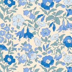 Wide Width 3 Mamie Field, Tessuto Avorio con Fiori Azzurri e Celeste - Liberty Fabrics