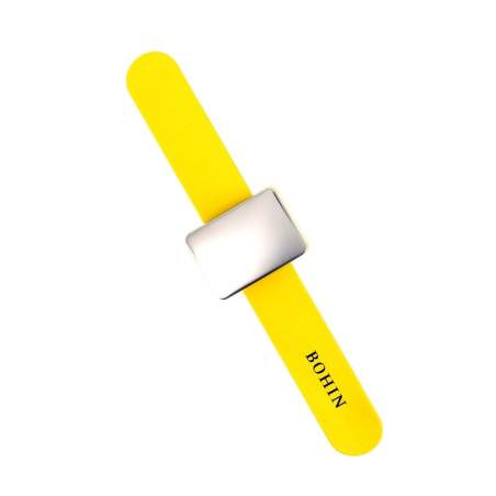 Bohin, Puntaspilli Magnetico da Polso con Bracciale in silicone - Giallo