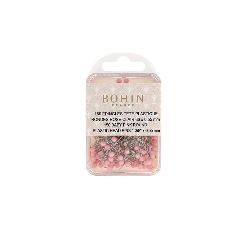 Bohin, Spilli Super Fini con Testa in Plastica Rotonda Rosa per Patchwork e Quilting da 36 x 0,55 mm - 150pz Bohin - 1