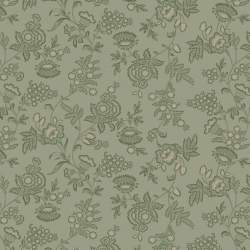 Cottage Linen 108 Vintage Floral, Tessuto Verde Salvia con disegni floreali stile vintage