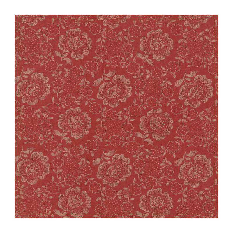 Moda Fabrics, Jo's Shirtings - Tessuto Fondo Rosso Carminio con disegni di fiori medi singoli Moda Fabrics - 1