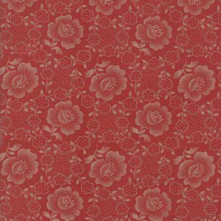 Moda Fabrics, Jo's Shirtings - Tessuto Fondo Rosso Carminio con disegni di fiori medi singoli Moda Fabrics - 1