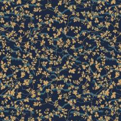 Wilmington Prints, Leaves and Vines Navy, collezione Bricolage - Tessuto blu con rami di vite gialli Wilmington Prints - 1