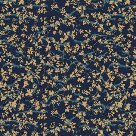 copy of Windham Fabrics, Tessuto Blu con Foglie a Pois Bianchi Wilmington Prints - 1