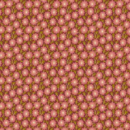 Sequoia Trail Mix Sweet Berry, Tessuto rosa con peonie rosse - Edyta Sitar Andover Fabrics - 1