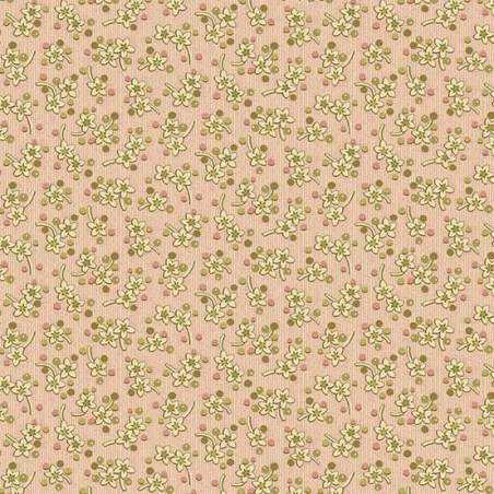 Bed of Roses Sweet Mint Pink, Tessuto rosa su letto di fiori - Edyta Sitar Andover Fabrics - 1