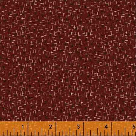 Storytellers, Tessuto mattone con punti neri e linee - Nancy Gere Windham Fabrics - 1