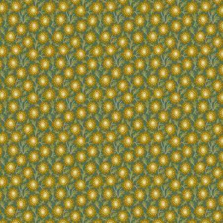 Andover Fabrics, Trail Mix Patt, di Edyta Sitar - Tessuto Verde con fiori color Oro Andover Fabrics - 1