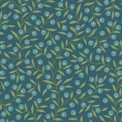 Andover Fabrics, Blue Thimble, Collezione The Seamstress di Edyta Sitar - Tessuto Verde con bacche blu Andover Fabrics - 1