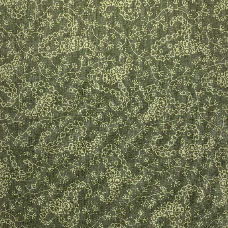 Andover Fabrics, Green Paisley, Collezione Edison di Kathy Hall - Tessuto Verde con motivi Pasley fioriti Andover Fabrics - 1