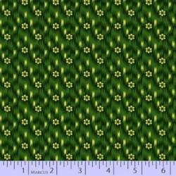 Marcus Fabrics, Party of Twelve Collection, di Judie Rothermel - Tessuto Verde con fiorellini gialli Marcus Fabrics - 1