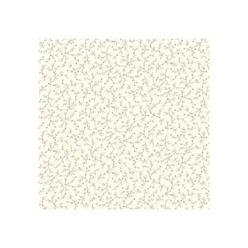 Emma 108 Quilt Backing Ecru, Tessuto bianco panna con piccoli rametti grigi Blank Quilting - 1