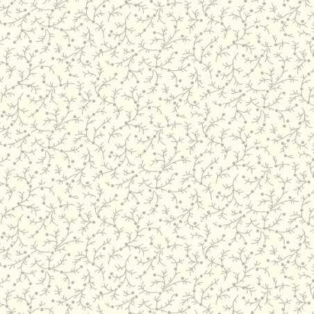 Emma 108 Quilt Backing Ecru, Tessuto bianco panna con piccoli rametti grigi Blank Quilting - 1