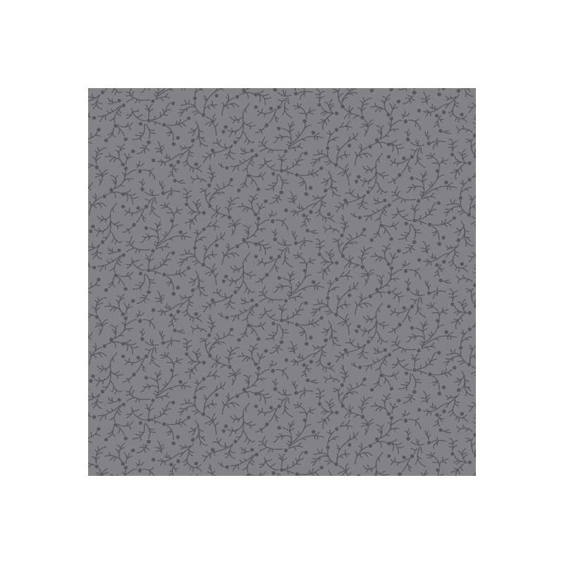 Emma 108 Quilt Backing Grey, Tessuto grigio con piccoli rametti scuri Blank Quilting - 1