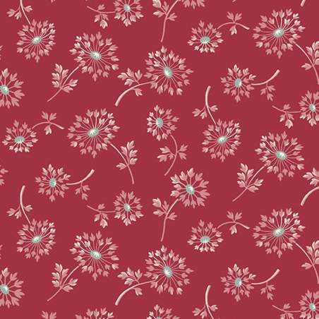 Andover Fabrics, Dandelion Ruby, Tessuto rosso con Denti di Leone - Edyta Sitar Andover Fabrics - 1