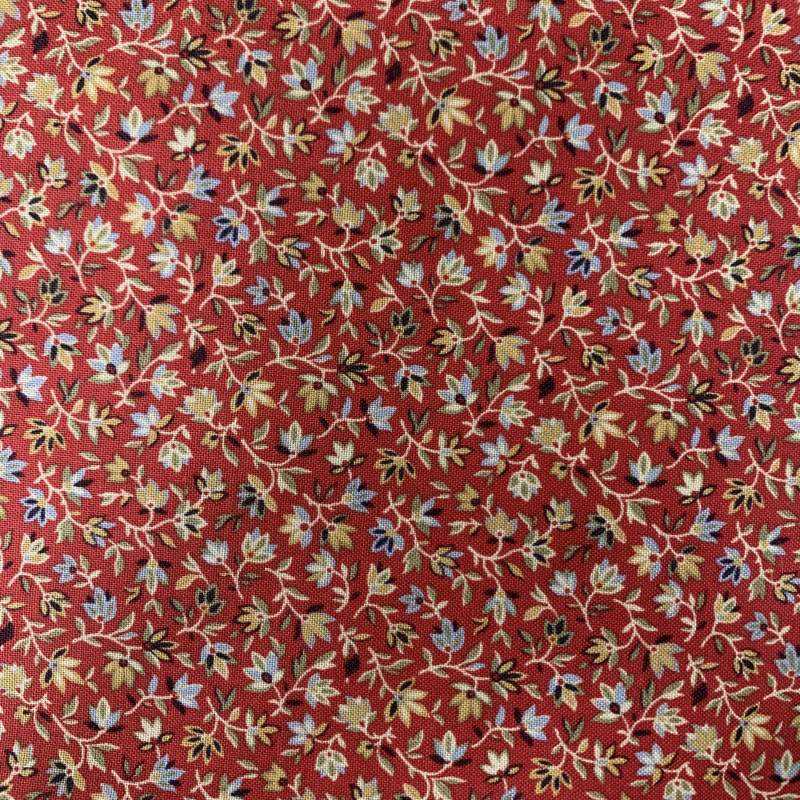 Windham Fabrics, Small Leaves Red, collezione Tara di Nancy Gere, Tessuto rosso con piccole foglie Windham Fabrics - 1