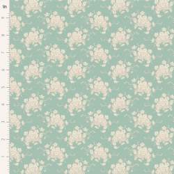 Tilda Sunday Brunch, White Flower Teal Tilda Fabrics - 1