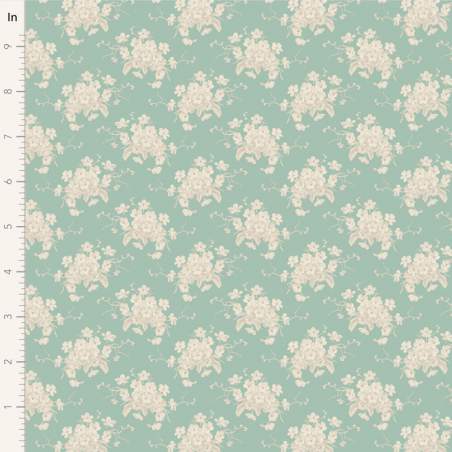 Tilda Sunday Brunch, White Flower Teal Tilda Fabrics - 1