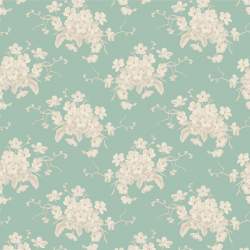 Tilda Sunday Brunch, White Flower Teal Tilda Fabrics - 2