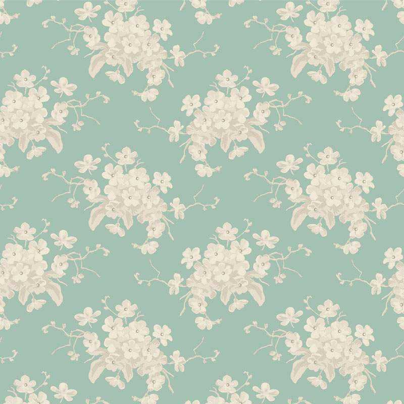 Tilda Sunday Brunch, White Flower Teal Tilda Fabrics - 2