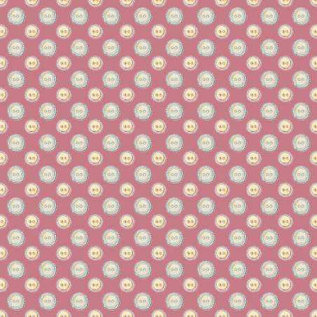 Easter Patchwork, Stoffa Bottoni su Tessuto Rosso Prugna Amabilmente Vero - 1