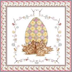 Easter Patchwork, Pannello Coniglietti dormiglioni 50 x 50 cm Amabilmente Vero - 1