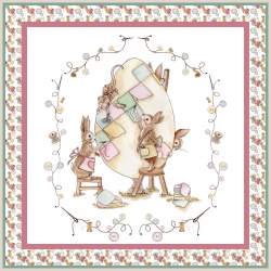 Easter Patchwork, Pannello Coniglietti indaffarati 50 x 50 cm Amabilmente Vero - 1