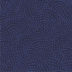 Tessuto per Retro Blu Indaco con motivo a onde di piccoli semi panna - Twist Wide Indigo Wilmington Prints - 1