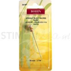 Bohin, Spillo Decorativo Testa con Perla bijou Bianca, 70mm - 1pz Bohin - 1